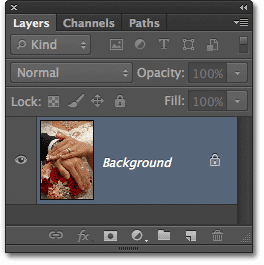 Layer Background pada panel Layers di Photoshop CS6. Image © 2012 Photoshop Essentials.com