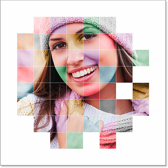 The effect after changing the color of the grid lines to white. Image © 2014 Photoshop Essentials.com.