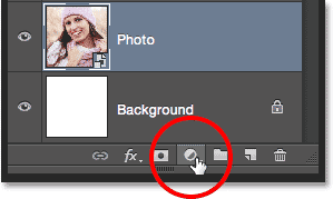 Clicking the New Adjustment Layer icon. Image © 2014 Photoshop Essentials.com.