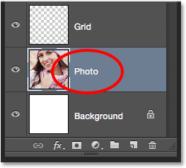 The layer's name has been changed to Photo. Image © 2014 Photoshop Essentials.com.