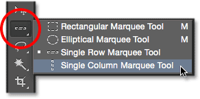 Selecting the Single Column Marquee Tool. Image © 2014 Photoshop Essentials.com.