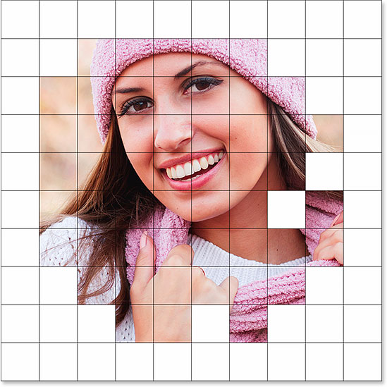 A border of white squares now appears around the photo. Image © 2014 Photoshop Essentials.com.