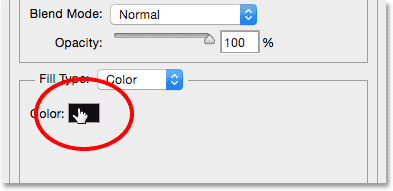 Clicking the color swatch in the Stroke options. Image © 2014 Photoshop Essentials.com.