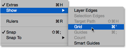 Turning the grid on in Photoshop. Image © 2014 Photoshop Essentials.com.