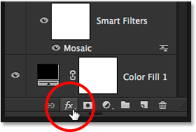 Clicking the Layer Styles icon. Image © 2014 Photoshop Essentials.com.