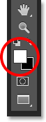 The Foreground and Background color swatches in the Tools panel in Photoshop. Image © 2014 Photoshop Essentials.com.