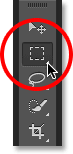Selecting the Rectangular Marquee Tool from the Tools panel in Photoshop. Image © 2014 Photoshop Essentials.com.