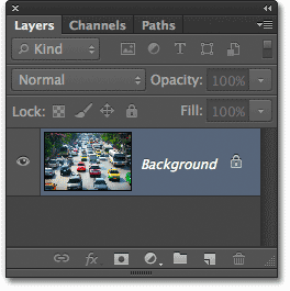 Layer Background pada panel Layers di Photoshop CS6. Image © 2012 Photoshop Essentials.com