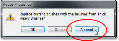 Loading the Thick Heavy Brushes set into Photoshop. Image © 2013 Photoshop Essentials.com