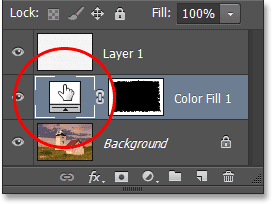 Double-klik thumbnail Warna Solid mengisi layer. Image © 2013 Photoshop Essentials.com