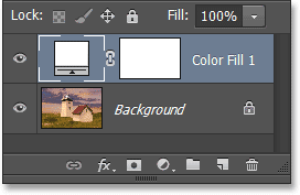 Выбор твердого слоя цвет заливки на панели Layers. Image © 2013 Photoshop Essentials.com