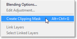 Memilih Buat Kliping perintah Mask. Image © 2013 Photoshop Essentials.com