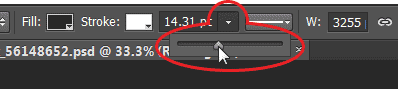 Mengubah ukuran stroke pada panel Layers. Image © 2013 Photoshop Essentials.com