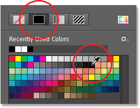 Memilih warna solid hitam mengisi untuk bentuk persegi panjang. Image © 2013 Photoshop Essentials.com