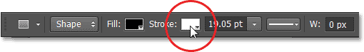 Stroke Jenis pilihan di Bar Pilihan di Photoshop CS6. Image © 2013 Photoshop Essentials.com