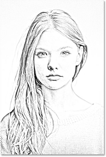 The sketch effect is now darker. Image © 2014 Photoshop Essentials.com