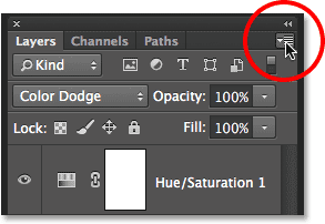 Clicking the Layers panel menu icon. Image © 2014 Photoshop Essentials.com