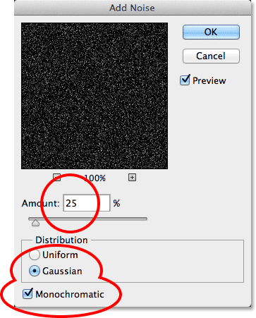 The Add Noise dialog box. Image © 2013 Photoshop Essentials.com