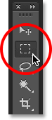 Selecting the Rectangular Marquee Tool from the Tools panel. Image © 2014 Photoshop Essentials.com.