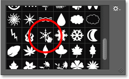 Choosing one of the three snowflake shapes in Photoshop. Image © 2014 Photoshop Essentials.com.