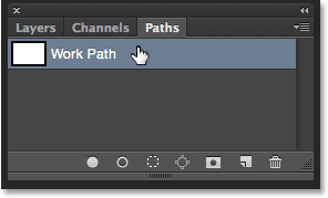 Clicking the Work Path in the Paths panel. Image © 2014 Photoshop Essentials.com.