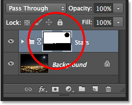 Panel Layers menampilkan topeng thumbnail. Image © 2013 Photoshop Essentials.com