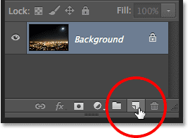 Clicking the New Layer icon in the Layers panel. Image © 2013 Photoshop Essentials.com