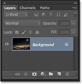 Panel Layers di Photoshop CS6 menunjukkan layer Background. Image © 2013 Photoshop Essentials.com