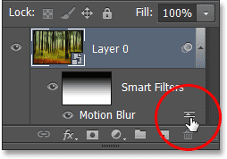 Double-klik pada ikon Opsi Blending Smart Filter pada panel Layers. Image © 2013 Photoshop Essentials.com