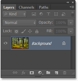 Panel Layers di Photoshop menunjukkan layer Background. Image © 2013 Photoshop Essentials.com