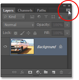 Mengklik ikon menu di panel Layers. Image © 2013 Photoshop Essentials.com