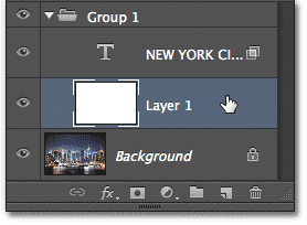 Memilih Layer 1 di panel Layers. Image © 2013 Photoshop Essentials.com.