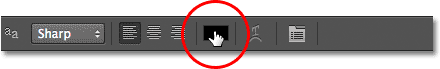 The text color swatch in the font options in the Options Bar..