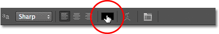 The text color swatch in the font options in the Options Bar. Image © 2013 Photoshop Essentials.com.