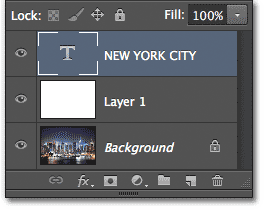 Panel Layers menampilkan Type layer baru. Image © 2013 Photoshop Essentials.com.