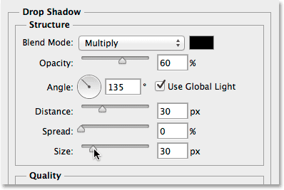 Варианты Drop Shadow. Image © 2014 Photoshop Essentials.com.