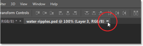 Closing out of the second Photoshop document. Image © 2013 Photoshop Essentials.com