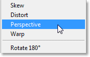 Memilih Perspektif tersebut Transform perintah dari menu Edit. Image © 2013 Photoshop Essentials.com