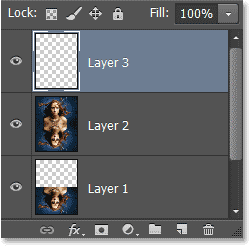 Panel Layers menampilkan kosong Layer 3 baru. Image © 2013 Photoshop Essentials.com