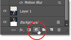 Mengklik ikon New Adjustment Layer pada panel Layers. Image © 2013 Photoshop Essentials.com