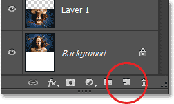 Clicking the New Layer icon in the Layers panel. Image © 2013 Photoshop Essentials.com