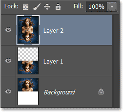 Panel Layers setelah menghapus Layer 3. Image © 2013 Photoshop Essentials.com