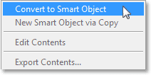 Memilih Convert to Smart Object perintah dari menu Layer. Image © 2013 Photoshop Essentials.com