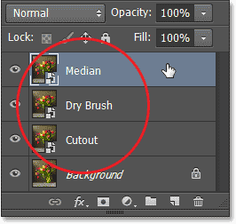 Mengganti nama lapisan dalam panel Layers di Photoshop CS6. Image © 2013 Photoshop Essentials.com