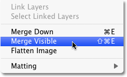 The Merge Visible command in Photoshop. Image © 2010 Photoshop Essentials.com.