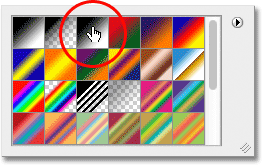 Memilih gradien dari Gradient Picker di Photoshop. Gambar © 2011 Photoshop Essentials.com.