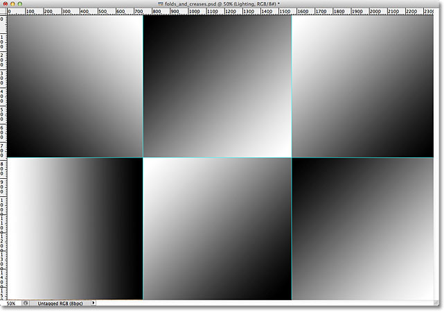 Sebuah gradien hitam ke putih muncul di setiap bagian dari gambar. Gambar © 2011 Photoshop Essentials.com