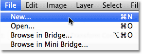 Перейти к меню File> New. Image © 2010 Photoshop Essentials.com.