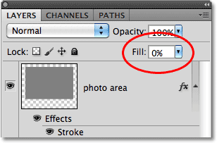 Снижение Заполните пограничного слоя на 0%. Image © 2010 Photoshop Essentials.com.