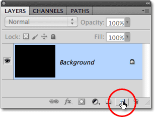 Klik ikon New Layer pada panel Layers. Image © 2010 Photoshop Essentials.com.